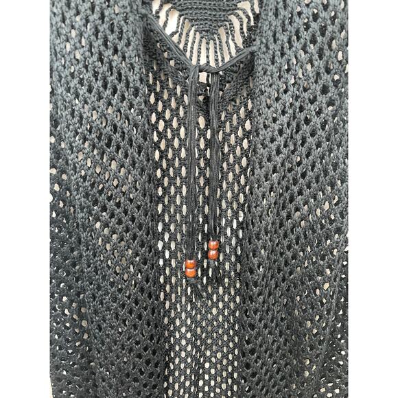 Artesia Womens Top Sz L Crochet Fringe Beaded Sheer Whimsigoth Boho Hippie Witch - Picture 6 of 13